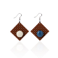 Load image into Gallery viewer, white and blue handcrafted earrings on white background

